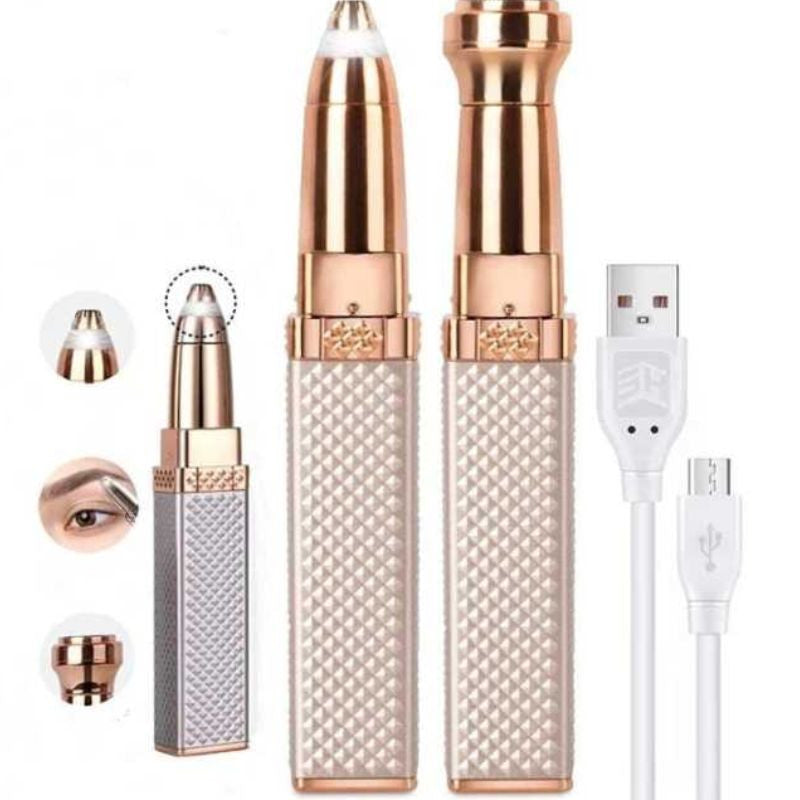 2-in-1 Flawless Facial Hair Remover & Eyebrow Trimmer | USB Rechargeable, Painless & Portable | Random Color