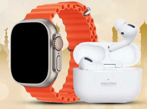Crown H29 Smartwatch Combo – 7 Straps + Wireless Earbuds