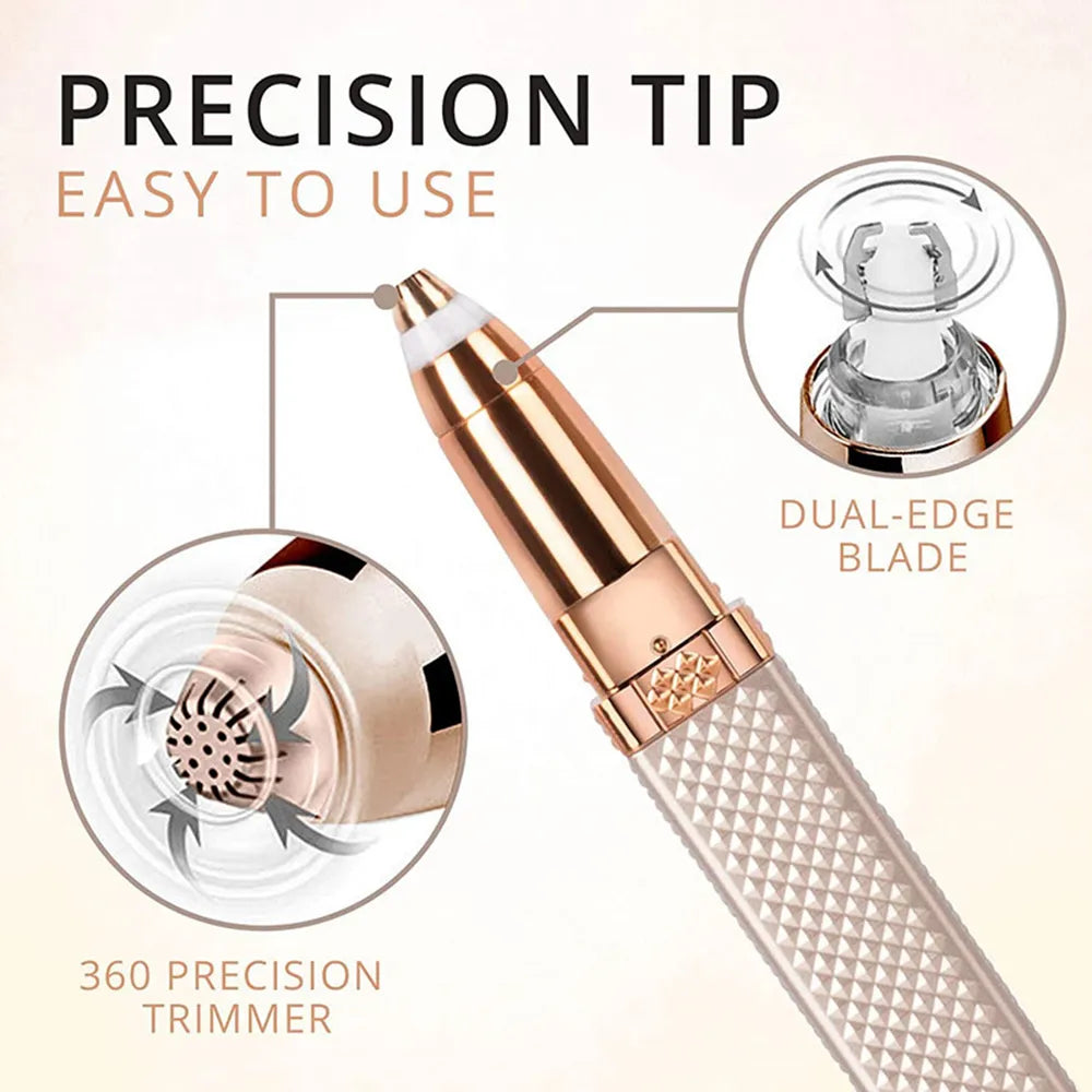 2-in-1 Flawless Facial Hair Remover & Eyebrow Trimmer | USB Rechargeable, Painless & Portable | Random Color